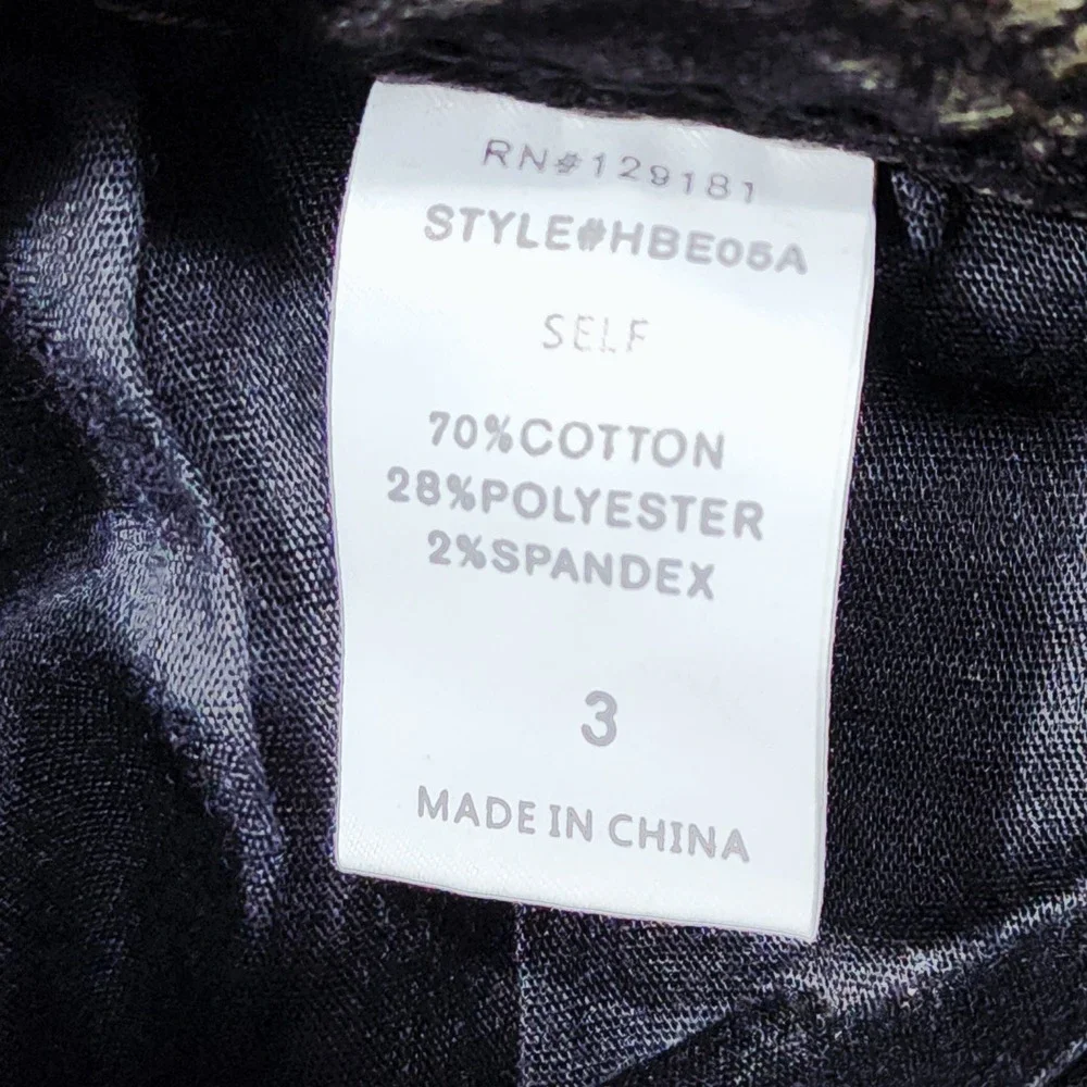 Mebon by Machine Studded Jeans 3 Jr Women Black Acid Wash Wide Leg High Rise NEW